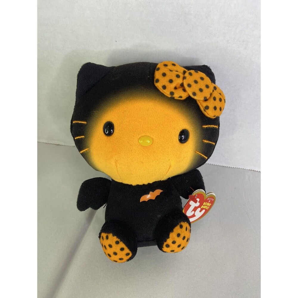 Ty Hello Kitty Halloween Bat Bean Bag Plush Stuffed Animal Toy Orange Black